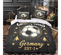 XQGASOEBN SoccerChampions Ensemble De Literie 3D Imprimée Microfibre 3 Pièces 2 Taies Ultra Douce VintageSportsGraphic Linge de Lit Respirante Hypoallergique for Couple Amoureux Double（200x200cm）