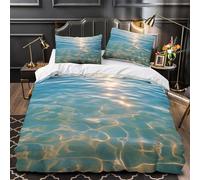 XQGASOEBN SunlightOnWater Parure Lit 3D Microfibre 3Pcs Douce OceanSurfaceGlow Housse Couette Hypoallergique Entretien Fac Enfants Garçons Filles Super King（260x220cm）