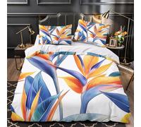 XQGASOEBN TropicalFlower Linge de Lit 3D Effet Microfibre Hypoallergique 3 Pièces 2xTaies Super Douce DigitalPainting Housse de Couette Léger Résistante for Enfants Garçons Ado Single（135x200cm）