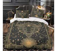 XQGASOEBN Zodiac Bull Parure de Lit 3D Effet Microfibre Hypoallergique 3 Pièces Taie Ultra Douce Mythical Astrology Housse de Couette Confortable Entretien Facile for Adultes Enfants King（220x240cm）