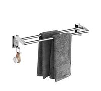 XQHD Porte-Serviettes Salle De Bain Cuisine, Barre De Serviette Double en Acier Inoxydable Porte Serviette Mural avec Crochets pour Salle De Bain Cuisine,70cm