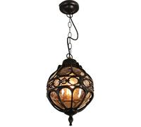XQIDIANAA Luminaires Suspendus D'extérieur Noirs pour Porche, Lanterne Extérieure Étanche en Verre, Plafonnier Suspendu Vintage, Lustre Extérieur en Aluminium Rétro pour Porche, Patio, Entrée, Ferme