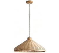 XQIDIANAA Lustre Bohème En Rotin Beige, Suspension De Style Campagnard À Une Lumière Avec Cordon Ajustable Pour Salle À Manger, Îlot De Cuisine, Entrée Et Chambre.