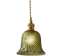 XQIDIANAA Suspensions Vintage pour Îlot De Cuisine, Suspension en Verre Vert, Lustre en Laiton, Luminaires Suspendus De Style Ferme avec Abat-Jour en Verre pour Salle À Manger Ou Chambre.