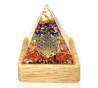 XQIGI 7 Chakra Pyramide en cristal d’orgonite avec base lumineuse, d'Energie Pyramide de Résine Ornements pour guérison des chakras,aventurine verte, grenat rouge, améthyste