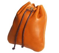 XQIGI Pochette médiévale en cuir véritable avec cordon de serrage, porte-monnaie portable, petit sac banane multifonction pour médicaments, tabac, jaune