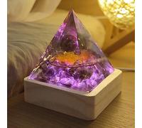 XQIGI Pyramide de Cristal Orgone pour Énergie Positive Base Orgonite, d'Améthyste et Boule d'Obsidienne avec pierre précieuse naturelle pour réduire le stress, le Reiki, la méditation attire la chance