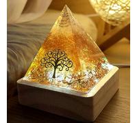 XQIGI Pyramide d'orgone de méditation en citrine avec base, Générateur d'énergie positive, Cristal de chakra idéal pour l'optimisme, la positivité, l'abondance financière, Chance, Richesse, le succès