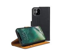 Xqisit Slim Wallet Case for iPhone 14 Plus 6.7"" Black PU Leather Protective Flip Cover with Card Slots, Magnetic Closure Folio