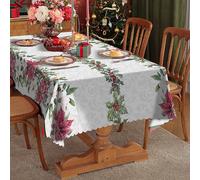 XQKXHZ Nappe de Noël Rectangulaire, Nappes de Table de Noël Anti-tâche, Nappe Noel Grande Lavable Decoration pour Cuisine/Salle à Manger/Jardin/Extérieur Intérieur Usage,I,150x260cm