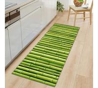XQKXHZ Tapis de Sol Cuisine en Bambou 3D, Tapis de Cuisine Long Antidérapant et Absorbent, Lavables en Machine, pour Devant Evier, Couloir, Salle de Bain, Buanderie,Vert,40x100cm/16 x39