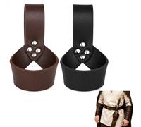 XQLY - Lot de 2 porte-ceintures de chevalier en cuir synthétique marron et noir, support médiéval de pirate, dague pour Halloween, cosplay, accessoires de costume de Renaissance