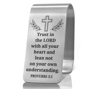 XQLZY Clip de visière de voiture en acier inoxydable gravé « Trust in The Lord with All Your Heart and Lean Not On Your Own Understanding » - Accessoire de voiture religieux - Cadeau pour la famille