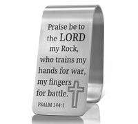 XQLZY Praise Be to The Lord My Rock Psaum 144:1 gravé en acier inoxydable pour visière de voiture, accessoires de voiture, accessoire de voiture inspirant religieux pour conduite sûre, cadeau pour