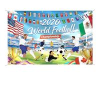 XQMMGO Drapeaux de la coupe du monde de football pour décorations de 90 x 150 cm, grande bannière de toile de fond de coupe du monde avec quatre œillets en laiton et corde pour décoration de table
