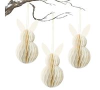 XQMMGO Ensemble De Lapin en Nid d'abeille De DéCoration De PâQues, Boule en Nid d'abeille De Lapin De PâQues à Suspendre 20 Cm, DéCoration De RéUtilisable, Boules en De 3D