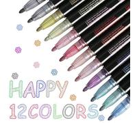 XQMMGO Lot de 12 stylos magiques à paillettes - Stylos magiques métalliques - Marqueurs acryliques pour Pâques, bricolage, enfants, filles de 4 à 12 ans