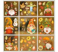 XQMMGO Lot de 9 feuilles d'autocollants pour fenêtre - Décoration d'automne et de Noël - Pour chambre d'enfant ou café (nain)