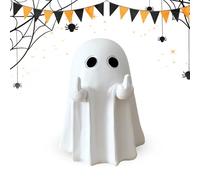 XQMMGO Statue de fantôme mignon, figurines de cœur blanc, statue fantôme effrayante en résine, statue d'Halloween, décoration de bureau, décoration d'extérieur, intérieur (esprit du majeur)
