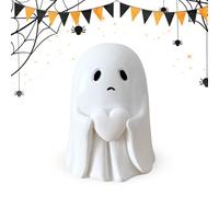 XQMMGO Statue de fantôme mignon, figurines de cœur blanc, statue fantôme effrayante en résine, statue d'Halloween, décoration de bureau, décoration d'extérieur, intérieur (esprit trête)