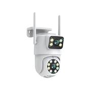 Xqscvqwfa Caméra PTZ WiFi à double objectif 4K 2MP + 2MP avec carte SD de 64G Écran Dual Full HD Caméra de vidéosurveillance de sécurité pour l'extérieur avec suivi automatique humain Ai(US Plug)