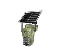 Xqscvqwfa Caméra solaire PTZ sans fil 2K + 2K double objectif 4G SIM avec carte de 32 Go Panneau solaire Audio bidirectionnel Chasse en plein air