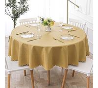XQSSB Antitache Ciree Impermeable Nappes Anti Brûlure pour l'anniversaire de Mariage B Jaune Doré Diamètre Rond 180cm