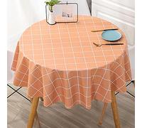 XQSSB Couleurs Nappe Nordique Résistant Aux Taches Réutilisation du PVC Antitache Résistance Lavable l'eau Couvre Diamètre Rond Orange 160cm