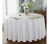 XQSSB Imperméable Nappes Motifs Rectangulaires Anti Chaud Durable Nappe Motif Anniversaire Table Basse de Jardin Blanc Argenté 260cm de Diamètre Rond