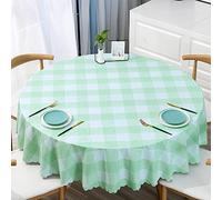 XQSSB Nappe Antitâche 100% Imprimé Rectangle Anti Chaud Nappe Imperméable et Anti Taches Diamètre Rond Blanc Vert 200cm