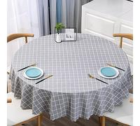 XQSSB Nappe Ciree Imperméable de Table Anti Chaud Résistant Aux Taches avec Impression à Pointe de Technologie Gris Diamètre Rond 200cm