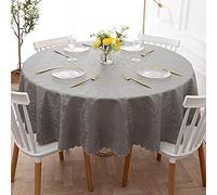 XQSSB Nappe Cirée Lavable Moderne Antitache Anti Brûlure Impermeable Toile Cirée Un Rond Gris Argenté de 140cm de Diamètre