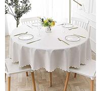 XQSSB Nappe Rectangulaire en Tissus Anti Brûlure Impermeable Jardin Toile Cirée C Blanc 180cm Diamètre Rond