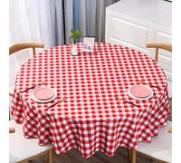 XQSSB Nappe Rectangulaire en Toile Cirée Anti PVC Chaud Nappes Infroissable Lavable Entretien Facile Résistant Diamètre Rond Rouge 240cm