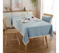 XQSSB Nappe Rectangulaire Imprimée Anti Tâche Linge de Coton Nappes Infroissable Lavable Entretien Facile Résistant Bleu 180 × 180cm