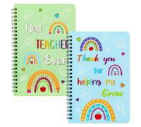 Xqumoi Lot de 2 carnets à spirales A5 pour enseignant, Thank You for Helping Me Grow - Carnet d'écriture à reliure rigide - Arc-en-ciel - Fournitures scolaires et de bureau - Cadeau idéal pour