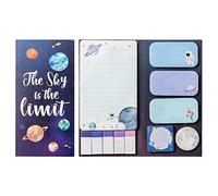Xqumoi The Sky is The Limit Lot de 550 feuilles de notes autocollantes Motif galaxie et planète Espace Séparateur Onglets bloc-notes pour la rentrée scolaire Fournitures de bureau Petit cadeau