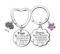 XQXQXZ 2 Pièces papy mamie Porte-clés Cadeau annonce grossesse papi et mamie Cadeaux Noël cadeau futur grand parent papy annonce grossesse originale grand parent mamie papi naissance surprise (3)