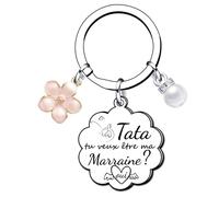 XQXQXZ Annonce grossesse tata porte clef Cadeau tata veux tu être ma marraine cadeau annonce grossesse tata porte clef tata porte clef tata porte clef meilleure tata porte clef tu va être tata