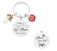 XQXQXZ Cadeau Atsem Porte Clef - Idée pour Assistante Maternelle et Nounou - Merci Fin d'Année Creche - Remerciement Noel