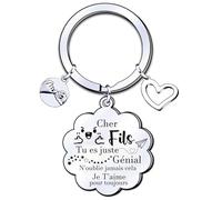 XQXQXZ Cadeau Fils Porte Clés Femme Homme Cadeau D'anniversaire Garçon Enfant Je T'aime Mon Fils Ma Fille Fils fille cadeau de Noël (5)