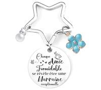 XQXQXZ Cadeau Marraine Noël Cadeau de Marraine Porte-clés de Marraine d'anniversaire Cadeau fête des mères pour Marraine «Veux-tu être ma MARRAINE d'amour pour toute la vie» Cadeaux de Noël (7)