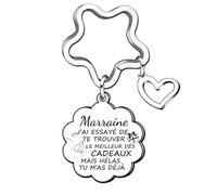 XQXQXZ Cadeau Marraine Noël Cadeau de Marraine Porte-clés de Marraine d'anniversaire Cadeau fête des mères pour Marraine «Veux-tu être ma MARRAINE d'amour pour toute la vie» Cadeaux de Noël (3)