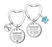 XQXQXZ Cadeaux de Noël pour les parrains et marraines,Porte-clés marraine parrain cadeau parraincadeau marraine porte-clés marraine cadeau parrain, cadeau pour hommes, cadeau pour femmes