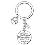 XQXQXZ Porte-clés Cadeau Marraine pour Fête des Mères, Noël et Anniversaire «Veux-tu être ma Marraine d'amour pour toute la vie»