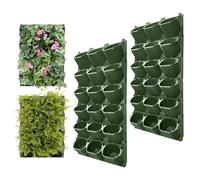 XQZMD Lot de 36 pots de fleurs muraux à arrosage automatique avec 36 pots, mur vert vertical, support mural à suspendre pour intérieur et extérieur (vert armée)