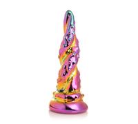 XR Brands - Dildo en Verre Envoûtant Arc-en-ciel - Jaune & Rose