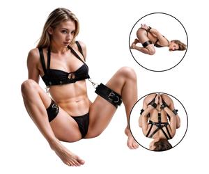 XR Brands - Harnais de cuisse avec bracelets (noir)