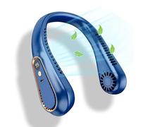 XRASKU Neckcooling Neck Fan Bladeless, 7000mAh Hands-Free Usb Rechargeable Fan, Personal Fan With 3 Speeds Change 360° Twist,Headphone Design For Sports & Outdoor 0705(Bleu)