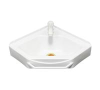 XRB2050 Lavabo Mural en Résine, 38x20x10 cm Éviers d'angle, Lavabo à Suspendre avec Bonde pour Salle de Bain et Les Toilettes Vestiaires Blanc kit de drainage